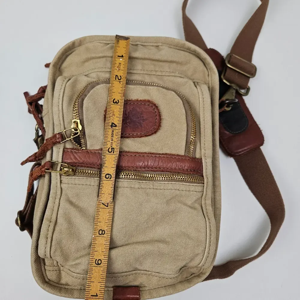 Canvas & Leather Travel‎ Bag Tote Bag Tan Brown Zip Around Adjustable Crossbody